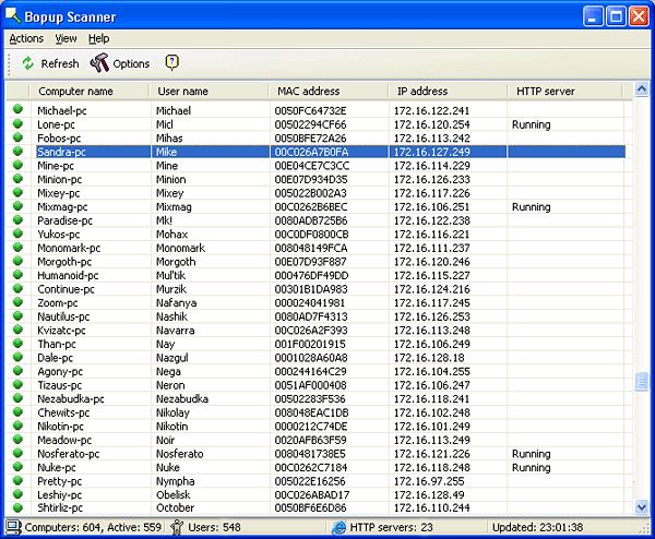 Freeware LAN scanner that resolves NetBIOS, MAC, IP addresses, HTTP servers.